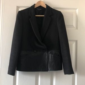 Alexander wang black leather and wool blazer